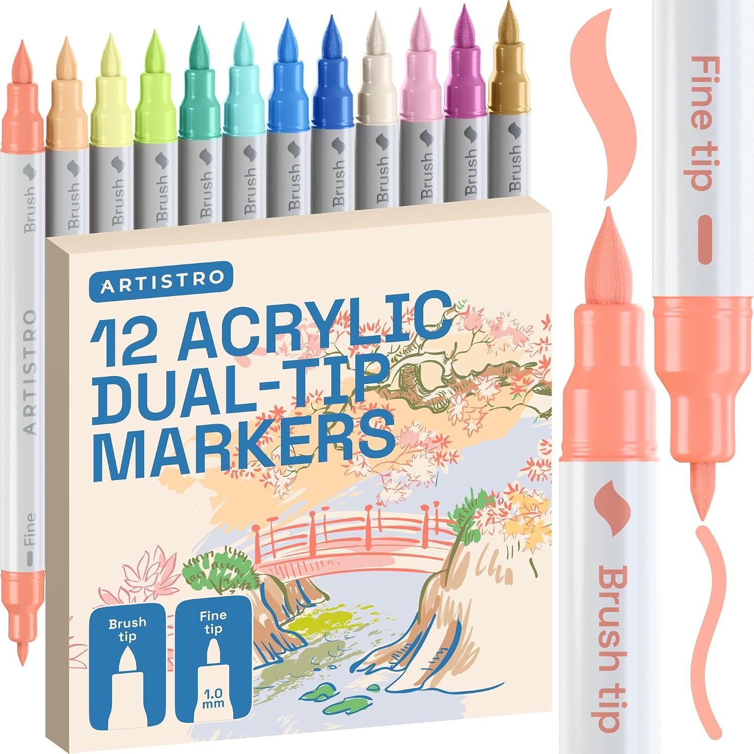 image:imageARTISTRO 72 Acrylic Paint Markers Paint Pens for Drawing For Fabric Rock Glass Wood Molds Arts amp Crafts Gift for Adults Teens Kids Classroom Must Haves amp School SuppliesPastel