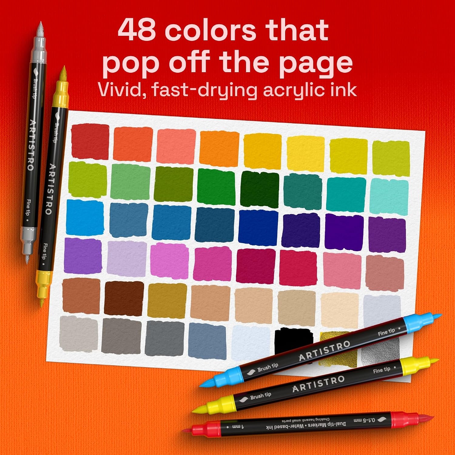 image:imageARTISTRO 72 Acrylic Paint Markers Paint Pens for Drawing For Fabric Rock Glass Wood Molds Arts amp Crafts Gift for Adults Teens Kids Classroom Must Haves amp School SuppliesMulticolor