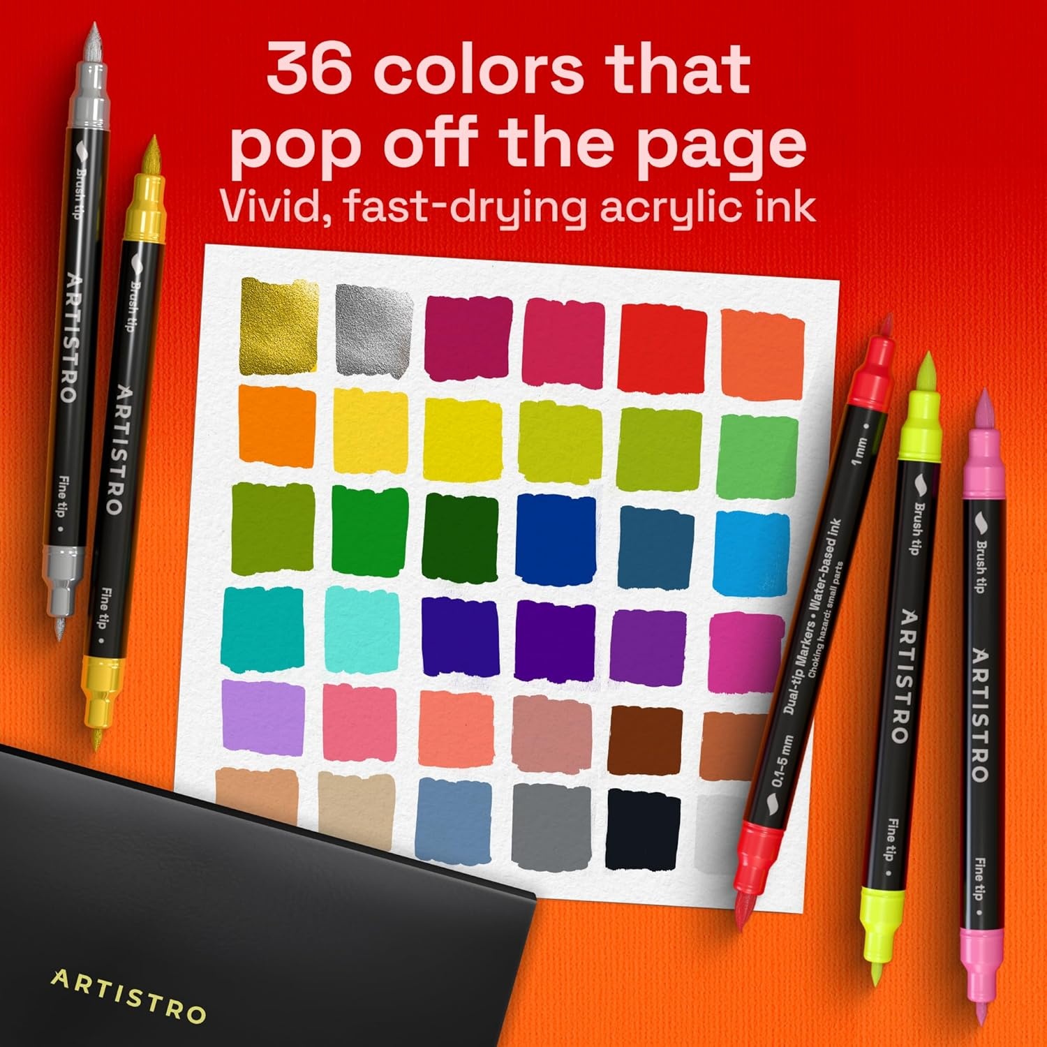 image:imageARTISTRO 72 Acrylic Paint Markers Paint Pens for Drawing For Fabric Rock Glass Wood Molds Arts amp Crafts Gift for Adults Teens Kids Classroom Must Haves amp School SuppliesMulticolor