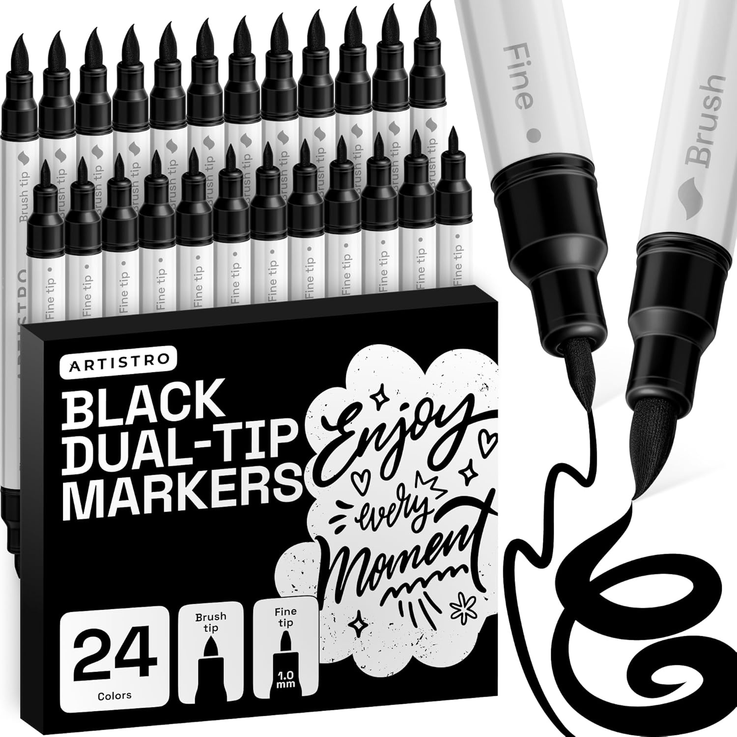 image:imageARTISTRO 72 Acrylic Paint Markers Paint Pens for Drawing For Fabric Rock Glass Wood Molds Arts amp Crafts Gift for Adults Teens Kids Classroom Must Haves amp School SuppliesBlack