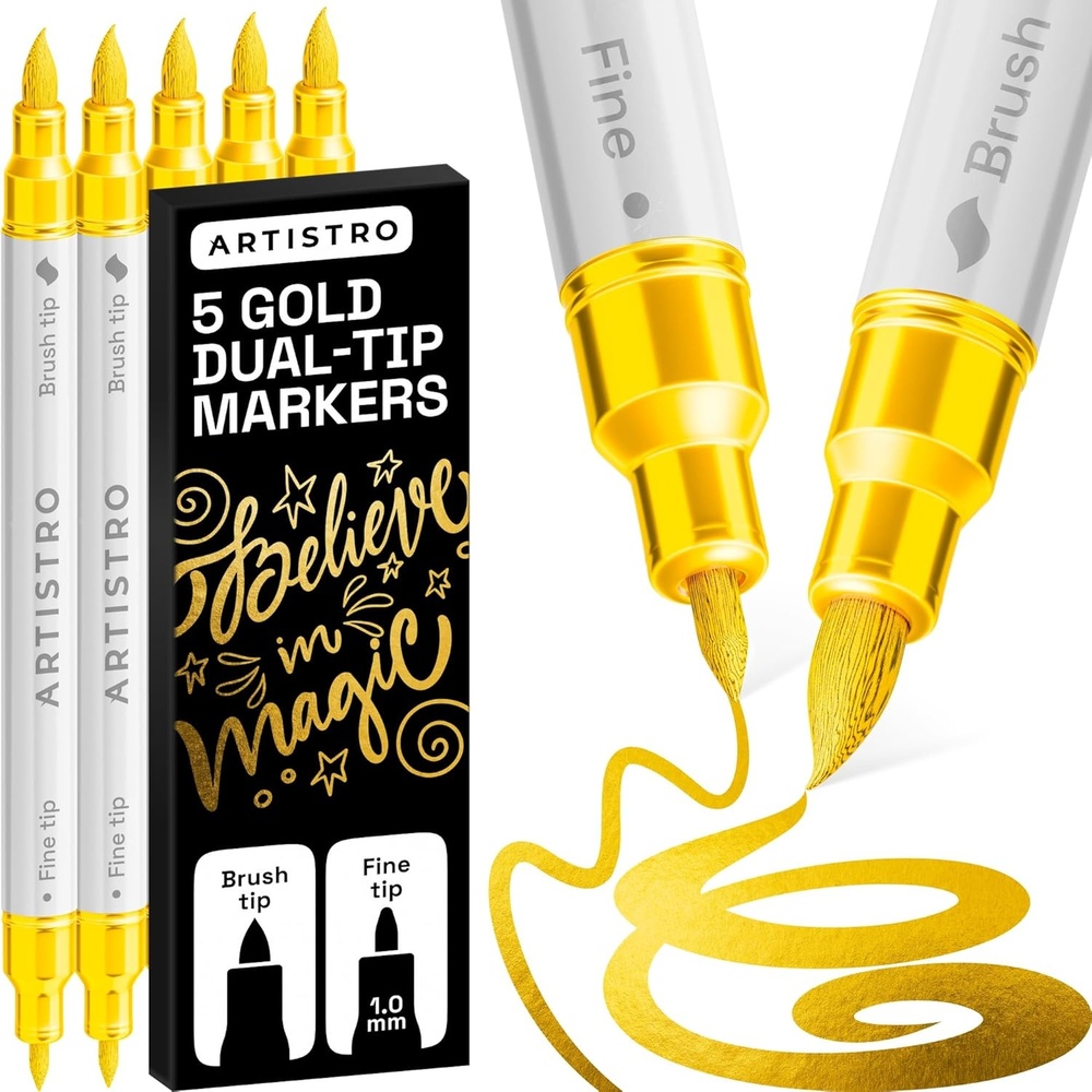 image:imageARTISTRO 72 Acrylic Paint Markers Paint Pens for Drawing For Fabric Rock Glass Wood Molds Arts amp Crafts Gift for Adults Teens Kids Classroom Must Haves amp School SuppliesGold