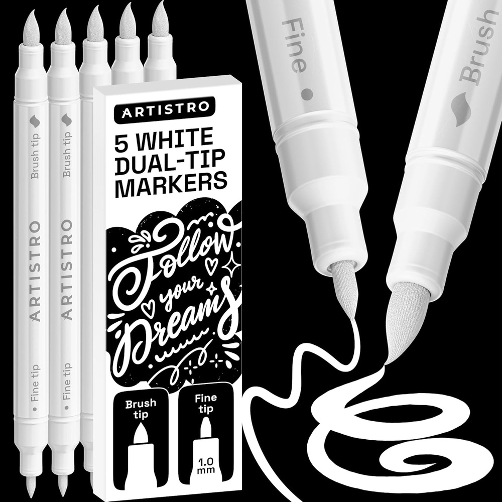 image:imageARTISTRO 72 Acrylic Paint Markers Paint Pens for Drawing For Fabric Rock Glass Wood Molds Arts amp Crafts Gift for Adults Teens Kids Classroom Must Haves amp School SuppliesWhite