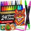 ARTISTRO 24 Precision Dual-Tip Acrylic Paint Markers – Paint Pens Set with Dot & Fine Tips for Fabric, Rock, Glass, Wood, Coloring Books – Arts & Crafts Gift – Classroom Must Haves & School Supplies