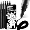 ARTISTRO 5 Gold Paint Pen for Rock, Glass, Ceramic, Wood, Tire, Fabric, Metal, Canvas, Marking, Painting – Set of 5 Acrylic Paint Markers Water-based – Different Tips(Black)