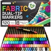 ARTISTRO 120 Dual-Tip Fabric Markers – Fabric Decorating Kit – Permanent for Clothes – Acrylic Paint Pens for Sneakers, Bags, Shoes, Textile, Canvas, Sewing, Craft, DIY – Brush and Fine Tip