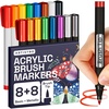 ARTISTRO 24 Acrylic Paint Markers – Paint Pens for Drawing – For Fabric, Rock, Glass, Wood, Molds – Arts & Crafts Gift for Adults, Teens, Kids, Classroom Must Haves & School Supplies(16 Brush Tip)