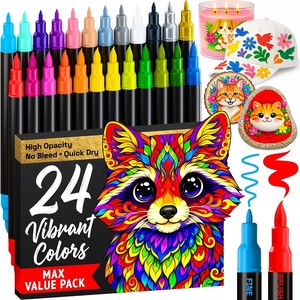 ARTISTRO 24 Acrylic Paint Markers – Paint Pens for Drawing – For Fabric, Rock, Glass, Wood, Molds – Arts & Crafts Gift for Adults, Teens, Kids, Classroom Must Haves & School Supplies(24 Dual Tip (Brush + Fine))