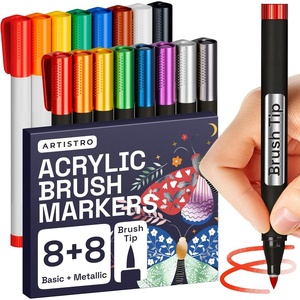 ARTISTRO 24 Acrylic Paint Markers – Paint Pens for Drawing – For Fabric, Rock, Glass, Wood, Molds – Arts & Crafts Gift for Adults, Teens, Kids, Classroom Must Haves & School Supplies(16 Brush Tip)