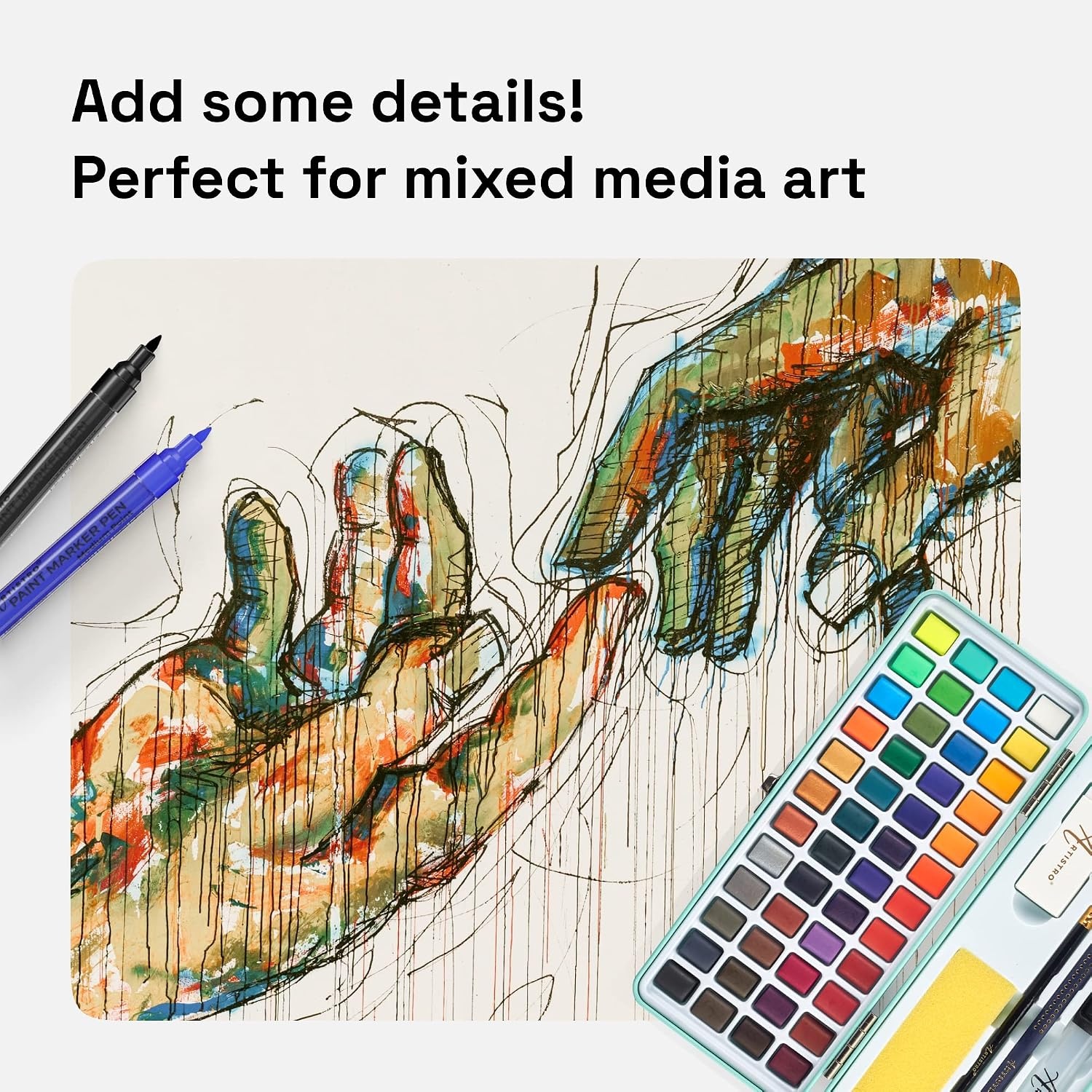 image:imageARTISTRO 100 DualTip Acrylic Paint Pens With Storage Bag Markers With Brush Fine Precision Tips Multisurface Painting for Fabric Rock Glass Wood amp MoreExtra Fine