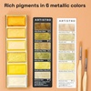 ARTISTRO Professional Metallic Watercolor Paint Set for Adults – 6 Pigment-Rich Gold Colors, XL Pans, ASTM-I Lightfastness, High Tinting Strength Watercolor Set for Professionals made by professionals