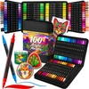 ARTISTRO 100 Dual-Tip Acrylic Paint Pens With Storage Bag – Markers With Brush + Fine Precision Tips – Multisurface Painting for Fabric, Rock, Glass, Wood & More(Dual Tip (Brush + Fine))