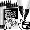 ARTISTRO 12 Black Dual-Tip Acrylic Paint Marker Pens for Drawing | For Fabric, Rock, Glass, Wood, & Molds, Arts & Crafts Gift for Adults, Teens, & Kids, Classroom Must Haves & School Supplies