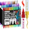 ARTISTRO 36 Metallic Dual-Tip Acrylic Paint Marker Pens for Drawing | For Fabric, Rock, Glass, Wood, & Molds, Arts & Crafts Gift for Adults, Teens, & Kids, Classroom Must Haves & School Supplies