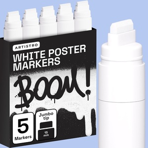 ARTISTRO White Paint Pens – Jumbo Tips – Set of 5 | Acrylic Paint Markers, Water-Based, For Rock, Glass, Ceramic, Wood, Tire, Fabric, Metal, Canvas, Marking, Painting