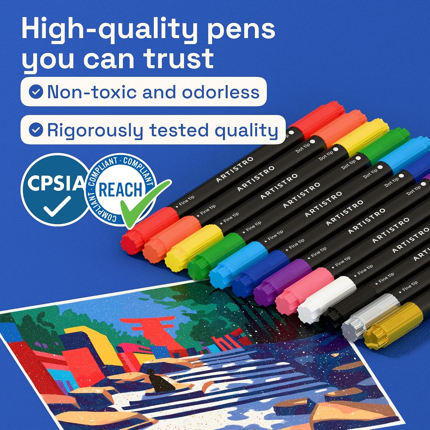 image:imageARTISTRO Precision DualTip Acrylic Paint Marker Pens Set of 12