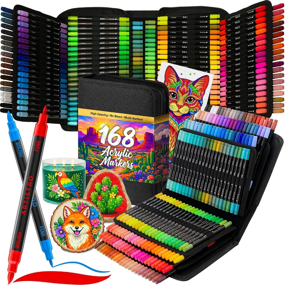 image:imageARTISTRO 168 DualTip Acrylic Calligraphy Pens Brush amp Fine Tips