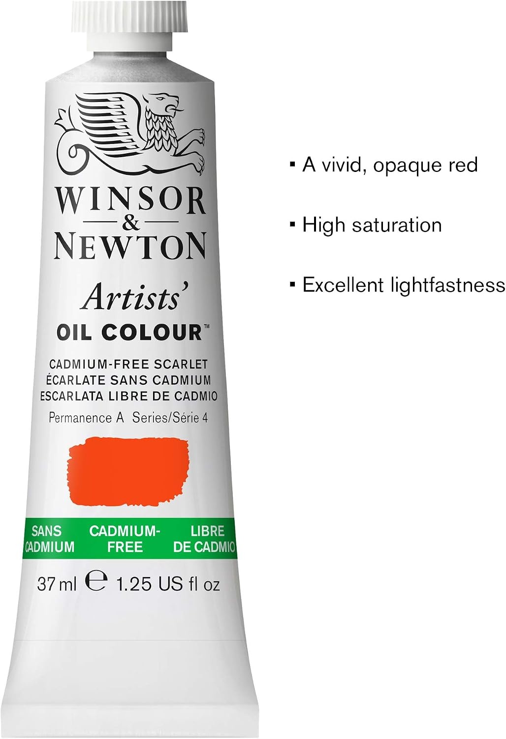 image:imageWinsor amp Newton Artists Oil Paint 37ml Tube Burnt SiennaCadmiumfree Scarlet