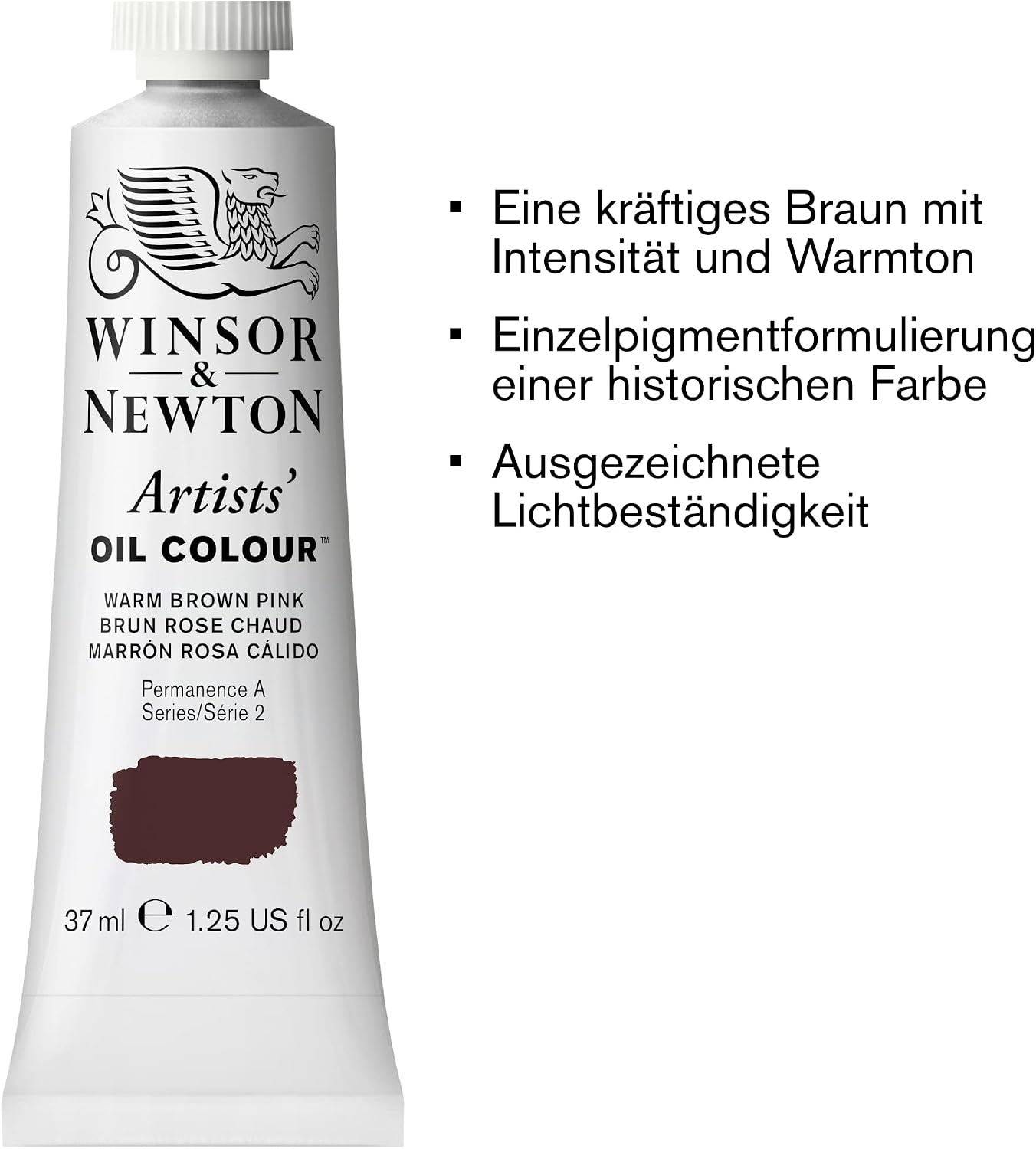 image:imageWinsor amp Newton Artists Oil Paint 37ml Tube Burnt SiennaWarm Brown Pink