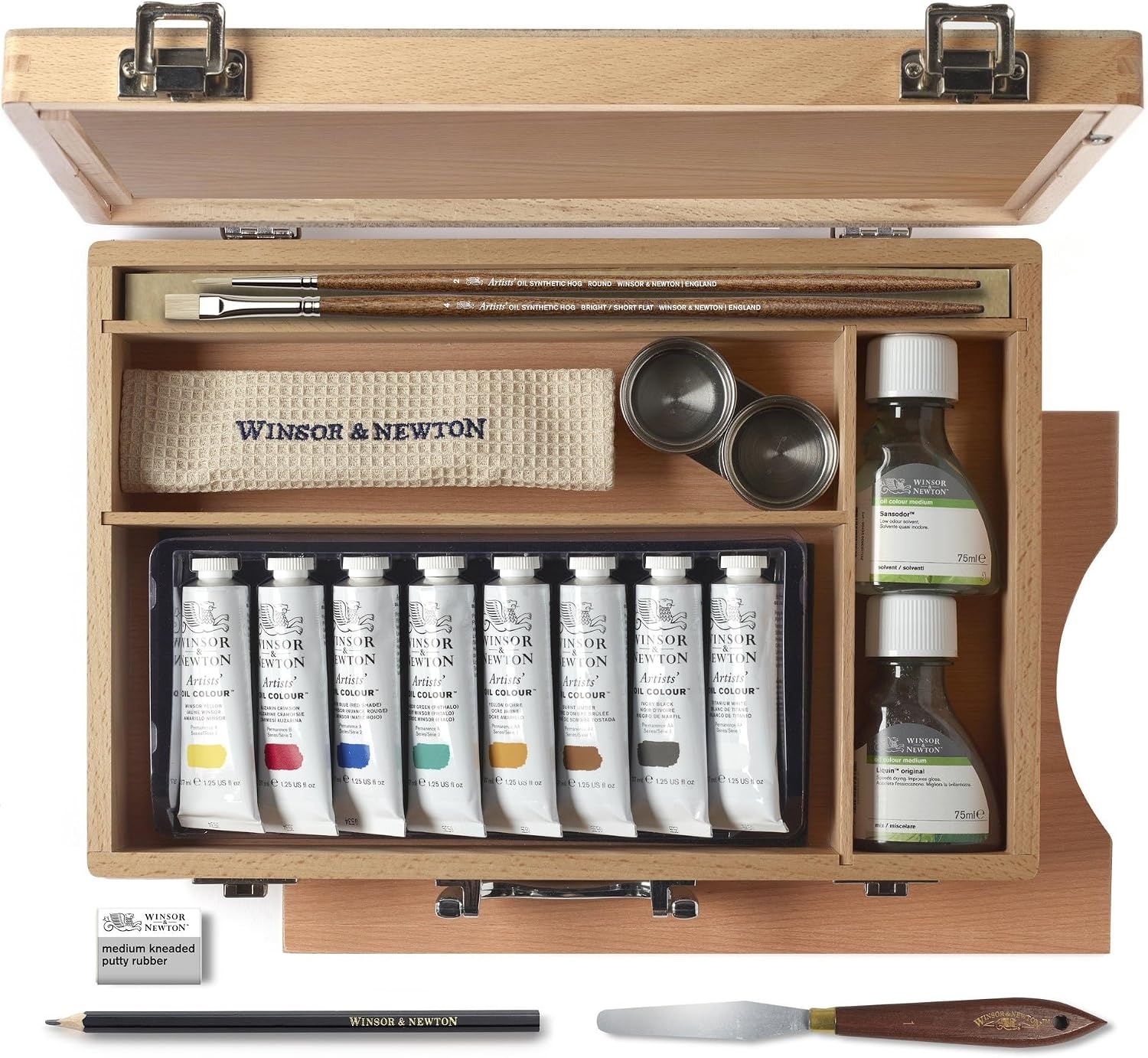 image:imageWinsor amp Newton Artists Oil Paint 37ml Tube Burnt SiennaWooden Briefcase